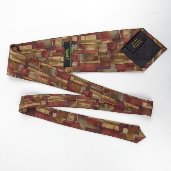 J. Garcia Vintage 2003 Tie 100% Silk Men's Classic Brown & Red Tones - Picture 7 of 12